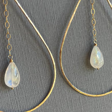 Load image into Gallery viewer, The Katie Hammered 2.5" Hoop Earrings with Smooth Moonstones, OOAK