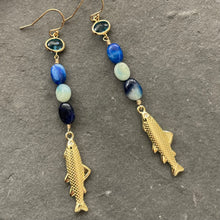 Load image into Gallery viewer, Golden Fish Earrings, Rare Afghanite, OOAK no. 2