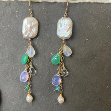 Load image into Gallery viewer, Biwa Square Freshwater Pearl Colorful Cascade, Metal Options