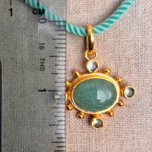 Load image into Gallery viewer, Amazonite and Blue Topaz Pendant Necklace, Aqua Cord
