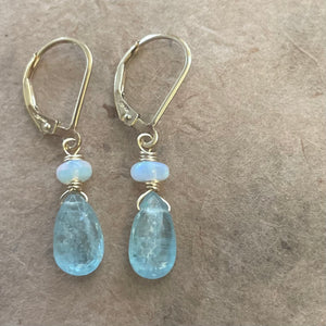 Aquamarine blue Kyanite earrings