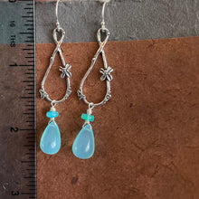 Load image into Gallery viewer, Spring in Your Step artisan floral earrings, Chalcedony and opal, OOAK