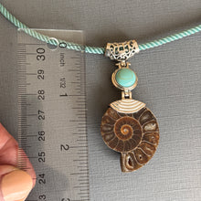 Load image into Gallery viewer, Ammonite Fossil and  Howlite Earrings OOAK
