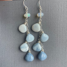 Load image into Gallery viewer, Peruvian Blue Opal and Welo Opal Cascade have Earrings, metal and earwire options