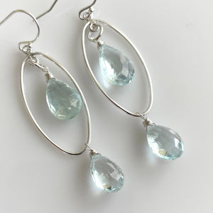 Aquamarine double decker hoops made to order