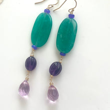 Load image into Gallery viewer, Smooth Amazonite, Opal, Amethyst and Radiant Orchid Earrings, Metal options
