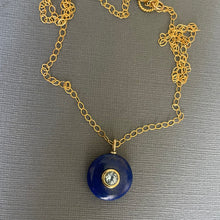 Load image into Gallery viewer, Blue Topaz Labradorite Inlay Cut Necklace, OOAK