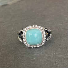 Load image into Gallery viewer, Larimar and Sterling Silver Ring sz 8.25