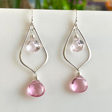 Load image into Gallery viewer, Pink Quartz Duo Earrings