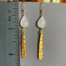 Load image into Gallery viewer, Rainbow Moonstone Goddess Earrings, OOAK