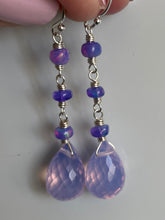 Load image into Gallery viewer, Glowing Lavender Quartz and Purple Opal Earrings, metal options
