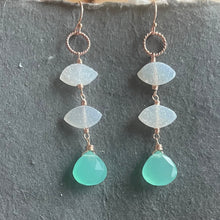Load image into Gallery viewer, Cloud Dancer PantoneTM Color of the Year 2026 Druzy Aqua Chalcedony Earrings, metal and earwire options, limited quantity