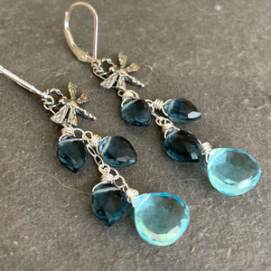 Dragonfly London and Topaz Blue Earrings