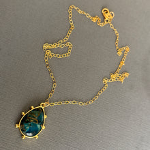 Load image into Gallery viewer, Emerald Jade, Apatite &amp; Mohave Copper Turquoise Pendant Necklace, OOAK