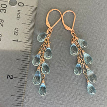 Load image into Gallery viewer, More Cowbell Natural Blue Topaz Trio Earrings, Metal Options, 6 stone