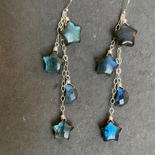 LABRADORITE Stars and Moon Earrings