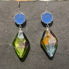Load image into Gallery viewer, Murano Glass and Periwinkle Earrings, OOAK