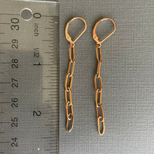 Load image into Gallery viewer, Rose Gold Paper Clip Chain Dangle Earrings