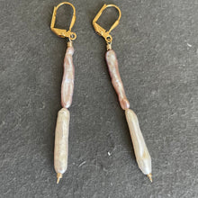 Load image into Gallery viewer, Japanese 2 Color Biwa Freshwater Pearl Dangle Earrings, OOAK