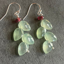 Load image into Gallery viewer, Prehnite Leaf Cut Earrings , Sterling Silver OR 14k gold filled
