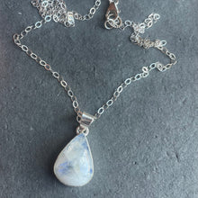 Load image into Gallery viewer, Rainbow Moonstone Necklace, Sterling Silver, OOAK