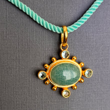Load image into Gallery viewer, Amazonite and Blue Topaz Pendant Necklace, Aqua Cord