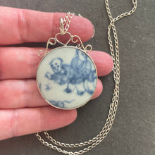 Load image into Gallery viewer, Antique Hand Painted Porcelain Tile Pendant Necklace, Estate