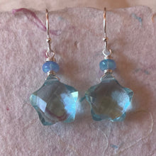 Load image into Gallery viewer, Blue Quartz and Opal Star Earrings, metal choices