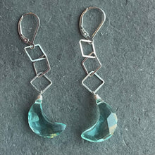 Load image into Gallery viewer, Crescent Moon Diamond Sterling Dangle Earrings