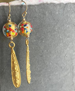 Klimt Inspired Golden Dangle Earrings
