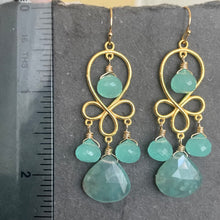Load image into Gallery viewer, Aquaprase and Chalcedony Chandelier Earrings, OOAK