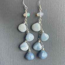 Load image into Gallery viewer, Peruvian Blue Opal and Welo Opal Cascade have Earrings, metal and earwire options