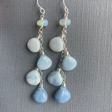 Load image into Gallery viewer, Peruvian Blue Opal and Welo Opal Cascade have Earrings, metal and earwire options
