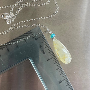 Yellow Aquamarine and Blue Opal Necklace, OOAK