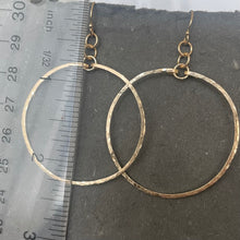 Load image into Gallery viewer, 1.5” Hammered Hoop Earrings style - AMY Dangle, in 14K Gold Filled, sterling Silver OR 14k Rose Gold Filled, Size: 1.5” diameter