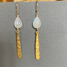 Load image into Gallery viewer, Rainbow Moonstone Goddess Earrings, OOAK