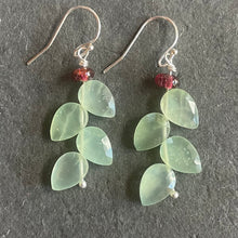 Load image into Gallery viewer, Prehnite Leaf Cut Earrings , Sterling Silver OR 14k gold filled