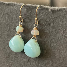 Load image into Gallery viewer, Peruvian Blue and Welo Opal Earrings, OOAK