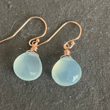 Load image into Gallery viewer, Soft Blue Chalcedony Earrings, metal and earwire options