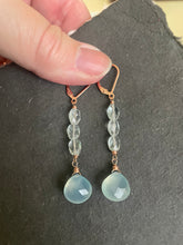 Load image into Gallery viewer, Aquamarine and Chalcedony Stack Earrings, metal options