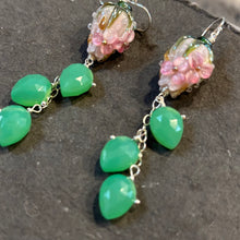 Load image into Gallery viewer, Buy Yourself Flowers Cascade Earrings With Chrysoprase Leaves OOAK