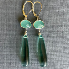 Load image into Gallery viewer, Aquamarine Quartz Bezeled Dangle Earrings