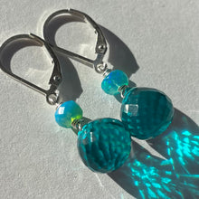 Load image into Gallery viewer, Large Paraiba Blue Onion and Welo opal Dangle Earrings