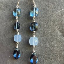 Load image into Gallery viewer, Sparkling Smokey Blue Tones Cushion Cut Earrings