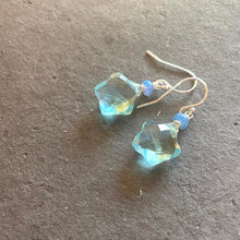 Load image into Gallery viewer, Blue Quartz and Opal Star Earrings, metal choices