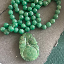 Load image into Gallery viewer, Jade Gourd with Leaves Carved Necklace, Estate Jewelry