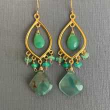 Load image into Gallery viewer, Rare Aquaprase, Chrysoprase and Opal Earrings, OOAK