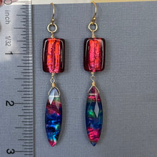 Load image into Gallery viewer, Marquise Ammolite and Murano Glass Earrings OOAK