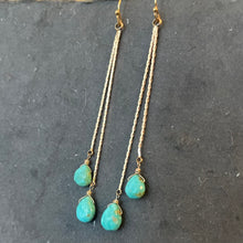 Load image into Gallery viewer, Turquoise Tassel Earrings, OOAK