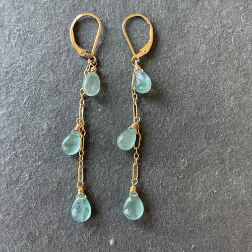Aquamarine  Dangle Earrings, OOAK